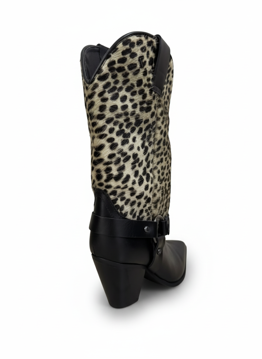 STIVALE JANICE02 IN CICLONE NERO E CAVALLINO VERDE