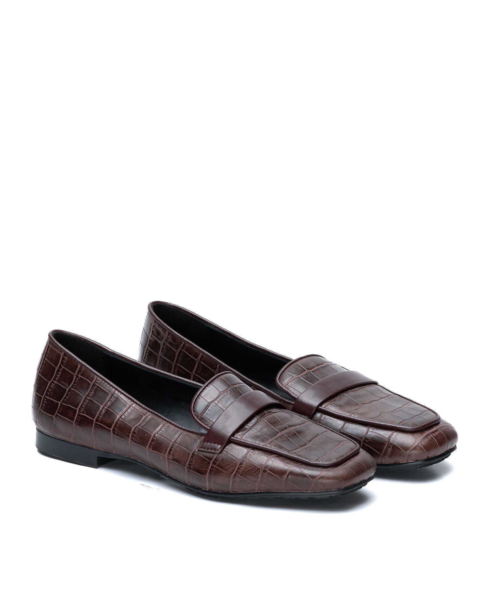 MOCASSINO DORY-F CROC LEATHER COFFEE