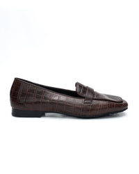 MOCASSINO DORY-F CROC LEATHER COFFEE