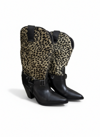 STIVALE JANICE02 IN CICLONE NERO E CAVALLINO VERDE