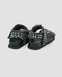 Sandalo NEWYOUK02 raffia Black con borchie