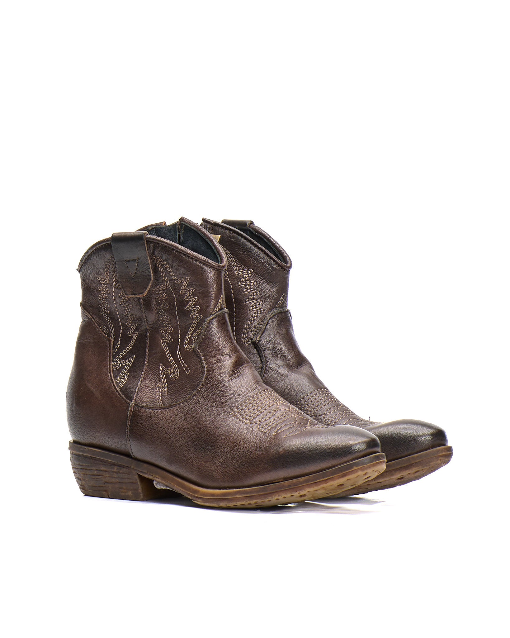 STIVALETTO TEXANO IN BUFALO TESTA DI MORO