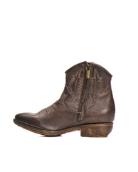 STIVALETTO TEXANO IN BUFALO TESTA DI MORO