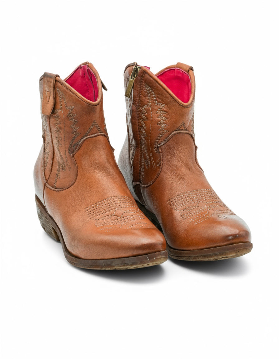 STIVALETTO TEXANO IN BUFALO CUOIO