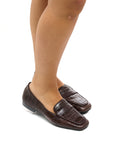 MOCASSINO DORY-F CROC LEATHER COFFEE