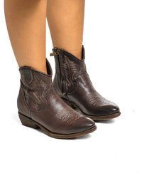 STIVALETTO TEXANO IN BUFALO TESTA DI MORO